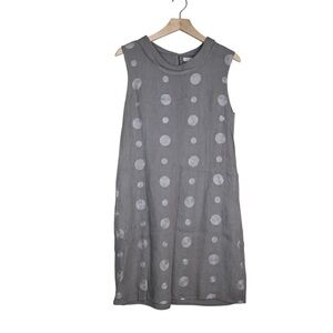 Lina Tomei Italy Women's S 100% Linen Taupe Gray Polka Dot Dress